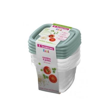 Imagem de Conjunto de Potes Quadrado 200ml 4 unidades - Sanremo