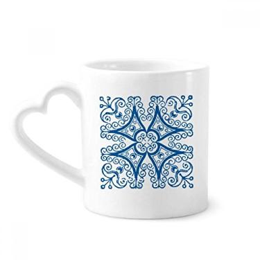 Imagem de Talavera Padrão Decorativo Azul Ilustração Caneca Café Cerâmica Copo de Coração de Vidro