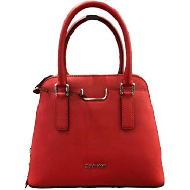 Imagem de Bolsa de couro Calvin Klein SaffiaNo, Red (Silver Trim Pocket), Medium