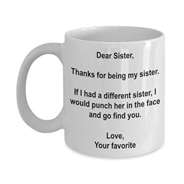 Imagem de Funny Sister Gifts - Caneca de café I'd Punch Another Sister In The Face - Caneca de presente de mordaça do seu filho