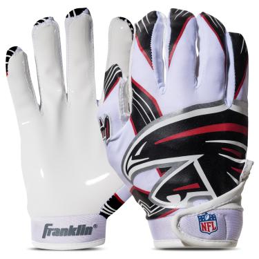 Imagem de Franklin Sports Atlanta Falcons Youth NFL Football Receiver Luvas – Luvas receptoras para crianças – Logotipos da equipe NFL e Palma de silicone – Par juvenil S/PP