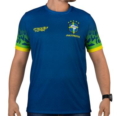 Imagem de Camiseta Infantil Pro Tork Brasil Seleção Copa 2022 Tam 14 Azul