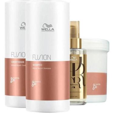 Imagem de Kit Wella Pro Fusion Profissional - Sh E Cond E Másc E Óleo - Wella Pr