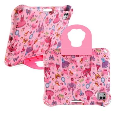 Imagem de Capa para tablet Princess compatível com iPad 10.2 para crianças, meninas, EVA, leve, compatível com iPad 9ª 8ª e 7ª geração, capa de 10,2 polegadas com alça de suporte, infantil, profissional, à