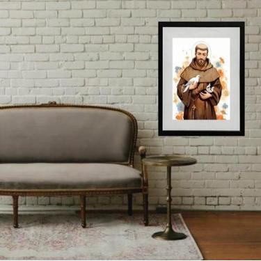 Imagem de Quadro São Francisco De Assis Aquarela - 60X48Cm - Quadros On-Line