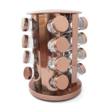 Imagem de Porta Condimento 16pcs Com Suporte Giratório Gourmet Cozinha - Hauskra