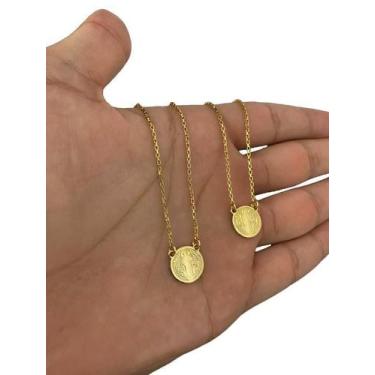 Imagem de Escapulário Tijolinho 1Mm Medalha São Bento Banhado A Ouro - Tojoia18K