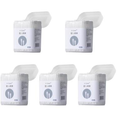 Imagem de Toddmomy Cotonetes de algodão para orelhas - 1000 peças cotonetes de algodão de ponta dupla cotonetes de algodão cotonetes de algodão limpador de nariz de bebê cotonetes de algodão limpador de