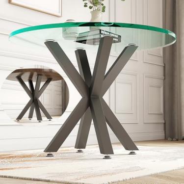 Imagem de HEONITURE Base de Mesa Moderna de Metal com Ventosas, para Mármore, Vidro e Madeira, 71 cm, Preta e Prata, 16 lbs