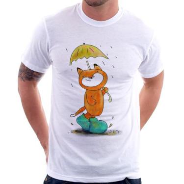Imagem de Camiseta Raposa Fofinha Na Chuva - Foca na Moda, Branco, M