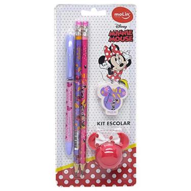 Imagem de Kit Escolar Papelaria Minnie Disney Caneta 5 Peças - Molin do Brasil