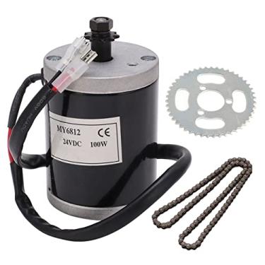 Imagem de Kit de motor escovado de bicicleta alta velocidade de baixo ruído DC Conjunto de conversão de motor para scooter elétrico motocicleta 24v 100w Kit de aço de liga de alumínio 100W