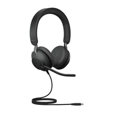 Imagem de Jabra Fone de ouvido estéreo Evolve2 40 SE com cancelamento de ruído com tecnologia de chamada de 3 microfones e cabo USB-C - certificado MS Teams, funciona com todas as outras plataformas - preto