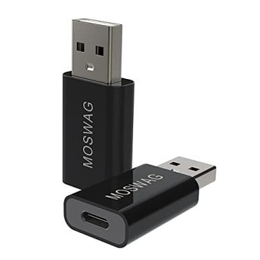 Imagem de MOSWAG 2 pacotes de adaptador USB C para USB macho para fêmea tipo C adaptador preto compatível com carregador Apple MagSafe, iMac, MacBook Pro, MacBook, laptops, PC, computadores e mais
