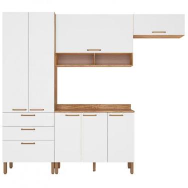 Imagem de Cozinha Compacta Bartira Veneza 7 Portas 3 Gavetas Damasco-branco Fosco