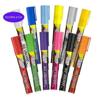 Imagem de Giz Líquido 6mm 4g Brw - Caneta Lousa Quadro Vidro Carros, KIT (4 CORE