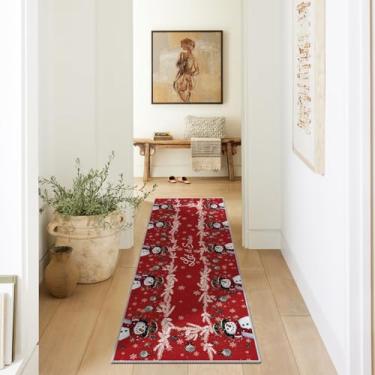 Imagem de Artoid Mode Tapete de Natal com boneco de neve vermelho Let It Snowball, decoração de casa de inverno, discreto, antiderrapante, lavável, tapete para entrada, quarto, sala de estar, lavanderia,