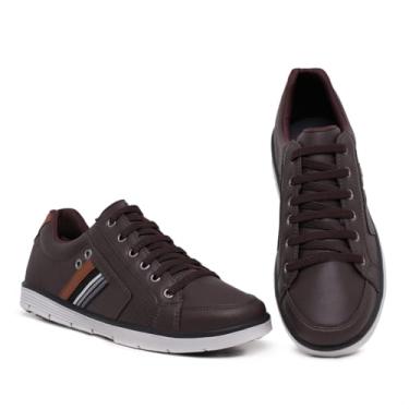 Imagem de Foxstar Masculino Sapatênis Casual com Zíper e Cadarço, Café, Tamanho 41, Confortável