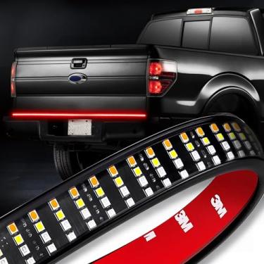 Imagem de Barra de luz de porta traseira, Niking Auto 152 cm LED Quad Row Truck Light Strip Impermeável 5 funções Freio vermelho, branco backup reverso, luz estroboscópica de sinal de volta âmbar para pickup SUV Van Dodge Ram Chevy