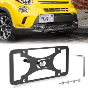 Imagem de Moldura frontal sem broca compatível com Fiat 500L | 2014-2020 Suporte de gancho de reboque para placa de carro antifurto Capas de etiqueta de carro à prova de ferrugem, acessórios de carro à prova de