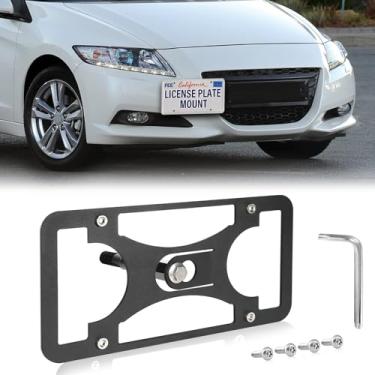 Imagem de Moldura frontal sem furadeira compatível com Honda CR-Z | 2011-2016 Suporte de gancho de reboque para placa de carro antifurto Capas de etiqueta de carro à prova de ferrugem, acessórios de carro à