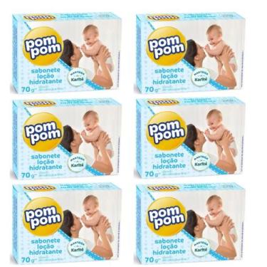 Imagem de Sabonete Barra Pom Pom Loção Hidratante 70g Kit 6 unidades