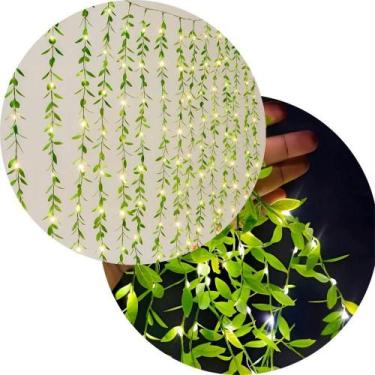Imagem de Cortina De Pisca Leds Luz Amarelo Com Fio Folhas Jardim 220v - OUTRAS 