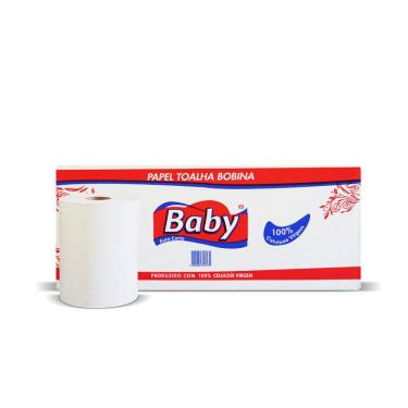 Imagem de Papel Toalha bobina 100% celulose Baby 6 rolos de 200m 28g