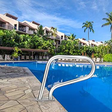 Imagem de Corrimãos de segurança para piscina, trilhos de spa de aço inoxidável, alças humanizadas de 3 dobras com placas inferiores de instalação rápida