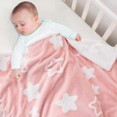 Imagem de Manta para Bebé Reversible TCOYIWL con Jacquard de Estrellas 84x109 cm