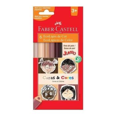 Imagem de Lapis de cor jumbo caras&cores 6 tons de pele faber castell