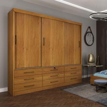 Imagem de Guarda Roupa 3 Portas 9 Gavetas Chicago Tcil Móveis Cor:cinamomo