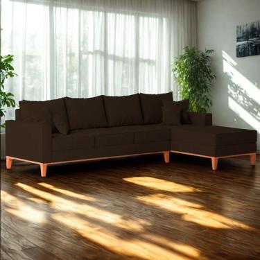 Imagem de Sofá 4 Lugares Beny Com Chaise Direito Corino Marrom