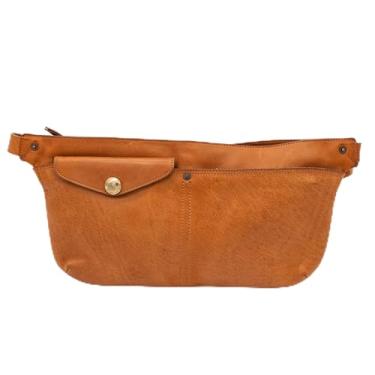 Imagem de Bolsa transversal de couro com destaque dourado bolsa de couro premium – Pochete elegante com as mãos livres para aventuras diárias, Marrom, Casual