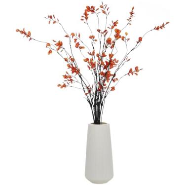 Imagem de Homaisson 8 ramos artificiais de ficus caules de outono, caules de eucalipto de folhas amarelas artificiais de 96,5 cm, ramos de outono dobráveis para vaso, peça central de mesa, decoração de festa de