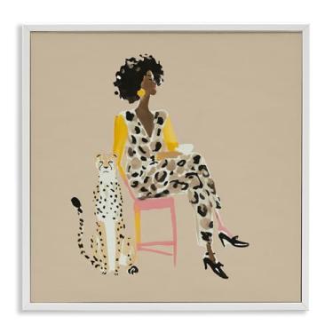 Imagem de Stupell Industries Arte giclée emoldurada Savage Chic Glam com leopardo cinza, design por Svetlana Aleynikova, 12 x 12