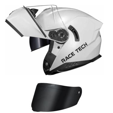 Imagem de Capacete Race Tech Signal Monocolor Branco Brilhante Mais Viseira Fumê