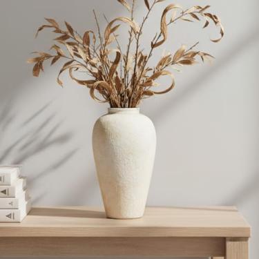 Imagem de Vaso de flores de cerâmica para decoração de casa - Vasos de mesa de fazenda grandes de 23,4 cm, vasos decorativos rústicos para cozinha, sala de estar, café, sala de jantar, prateleira, decoração de