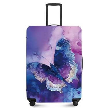 Imagem de ANNA QUEEN Capa protetora de mala de viagem antiarranhões, capa de bolsa extensível, lavável e durável de poliéster, Borboleta psicodélica, M(fits 24-26Inch suitcase)