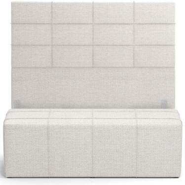 Imagem de Kit Cabeceira Cama Box Casal 140cm Com Calçadeira Roma W01 Linho Champagne - Lyam