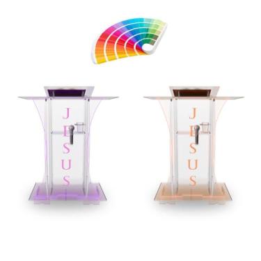 Imagem de Pulpito Acrilico Resistente Bonito 8mm Led e Gravação para Igreja para