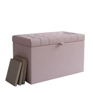 Imagem de Puff Baú Decorativo Estofado C/pistão á gás 68 cm 100% MDF(ROSA CLARO CORINO,Pés em PVC)