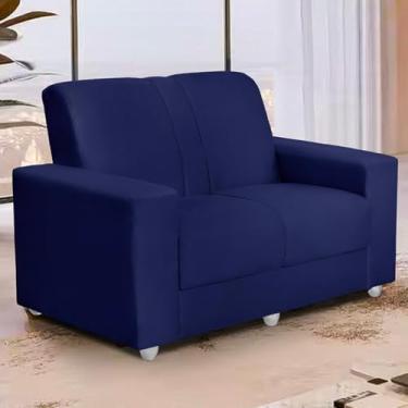 Imagem de Sofá 2 Lugares Suede Confortável Sala de Estar – Estofado Clássico e Elegante (Azul)