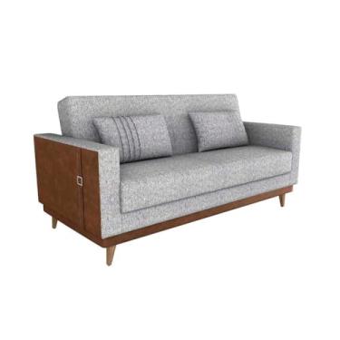 Imagem de Sofá-Cama 2 Lugares em Linho com Almofadas – Conforto para Sala Leitura e Descanso