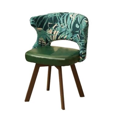 Imagem de HGTRH Cadeiras de jantar giratórias de 360°, cadeira estofada com apoio de braço e encosto vazado, pernas grossas de madeira maciça, 150 kg, 1 peça