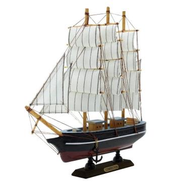 Imagem de Miniatura Barco Navio de Madeira Veleiro Decorativo – 22cm