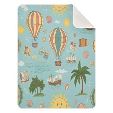 Imagem de Qilmy Sunny Voyage Cobertor de bebê 76 x 101 cm, cobertor infantil de algodão macio para meninos e meninas, cobertor leve e quente para bebês e bebês recém-nascidos
