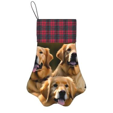 Imagem de SKKNT Meias de Natal com estampa Golden Retrievers para animais de estimação, decoração de Natal, cães, gatos, árvores, doces, presente, conveniente