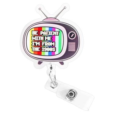 Imagem de Porta-Crachá Retrátil Engraçado Enfermeiras, Be Patient with Me I'm from The 1900s Vintage TV Porta-Crachá Retrátil com Clipe Tipo Jacaré Enfermeiras Professores Funcionários Escritório