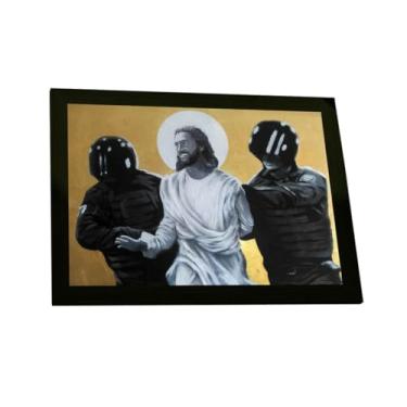 Imagem de Quadro Decorativo Jesus Preso Grafite Arte De Rua Banksy Decoração Poster Quarto Sala